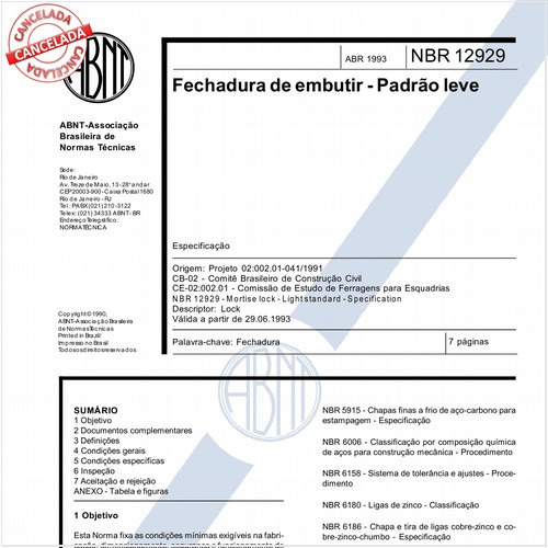 Fechadura de embutir - Padrão leve