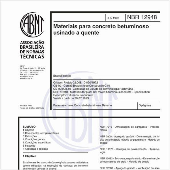 Materiais para concreto betuminoso usinado a quente - Especificação
