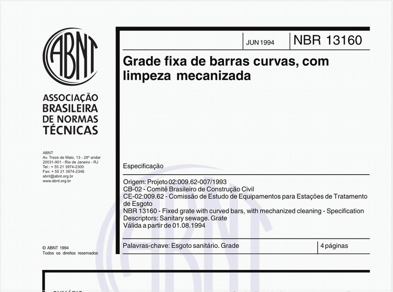 Grade fixa de barras curvas, com limpeza mecanizada