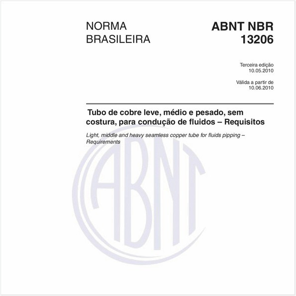 Tubo de cobre leve, médio e pesado, sem costura, para condução de fluidos – Requisitos