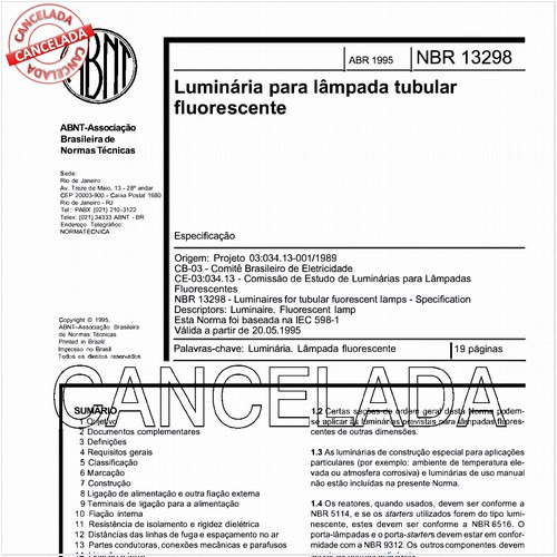 Luminária para lâmpada tubular fluorescente