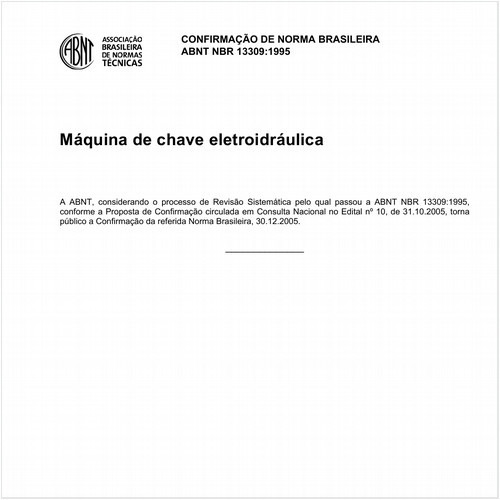 Máquina de chave eletroidráulica - Especificação