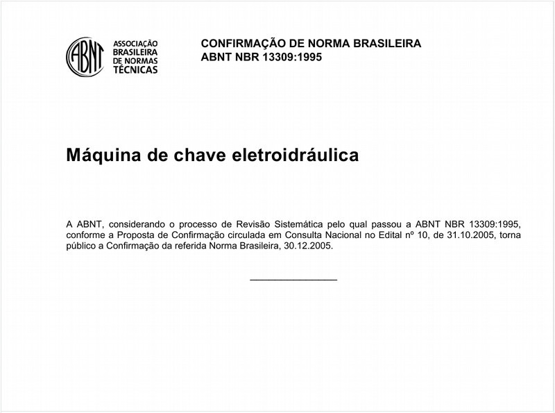 Máquina de chave eletroidráulica - Especificação