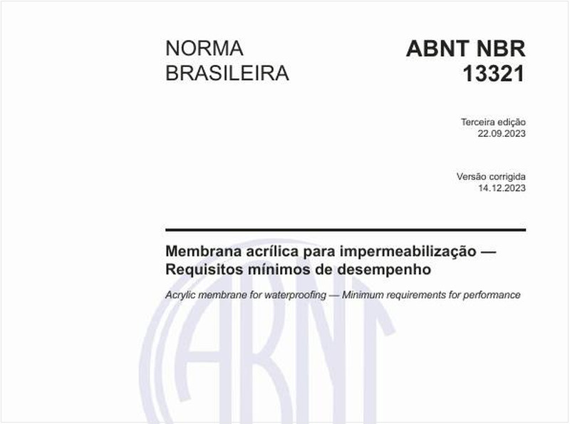 Membrana acrílica para impermeabilização — Requisitos mínimos de desempenho