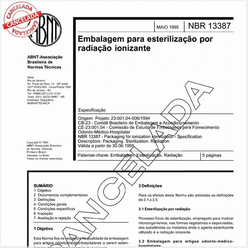 Embalagem para esterilização por radiação ionizante