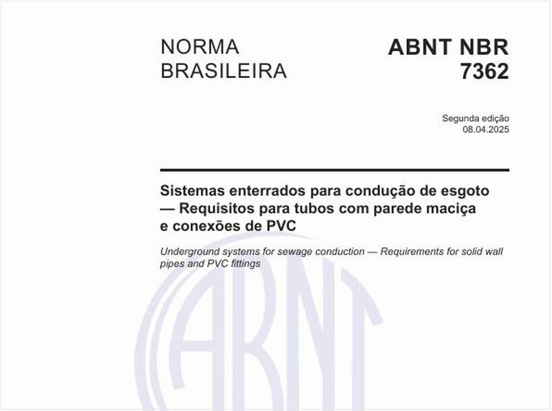 Sistemas enterrados para condução de esgoto — Requisitos para tubos com parede maciça e conexões de PVC