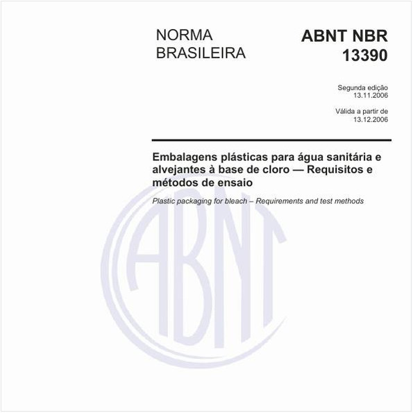 Embalagens plásticas para água sanitária e alvejantes à base de cloro - Requisitos e métodos de ensaio