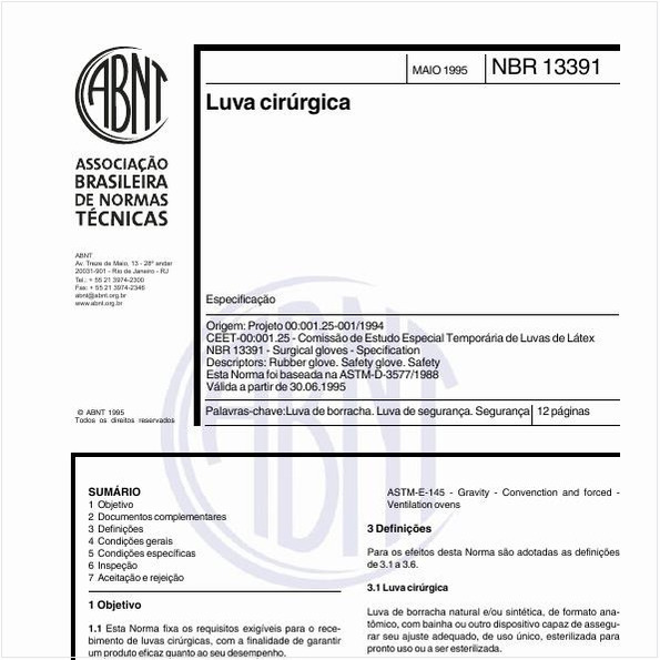 Luva cirúrgica - Especificação