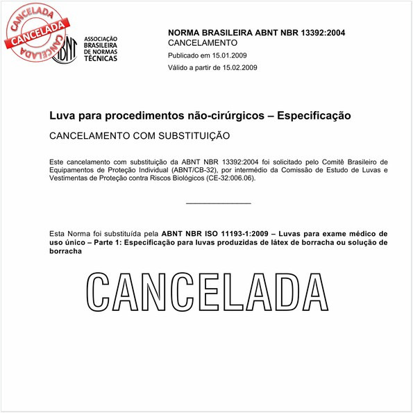 Luva para procedimentos não-cirúrgicos - Especificação