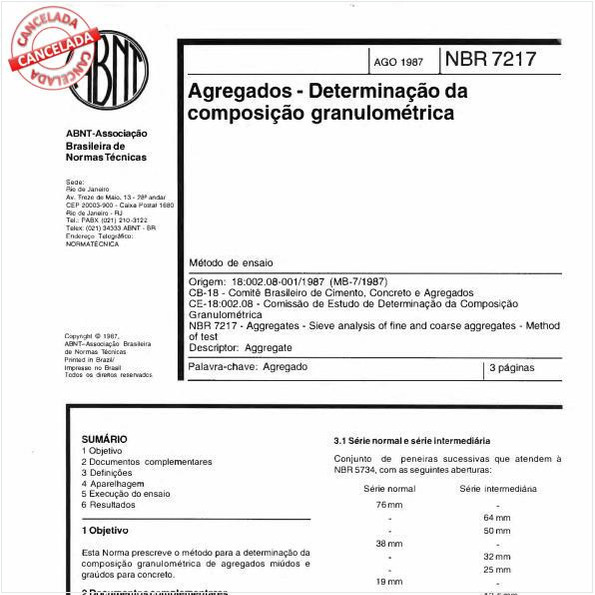 Agregados - Determinação da composição granulométrica