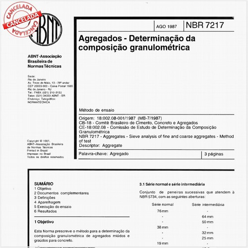 Agregados - Determinação da composição granulométrica
