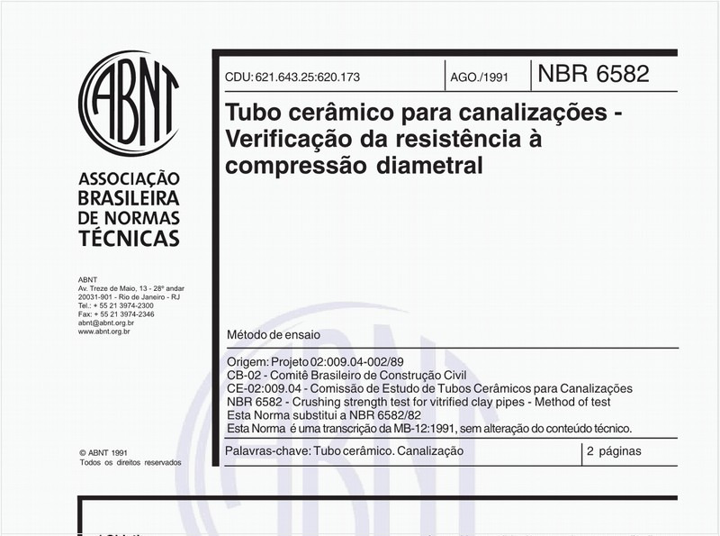 Tubo cerâmico para canalizações - Verificação da resistência à compressão diametral
