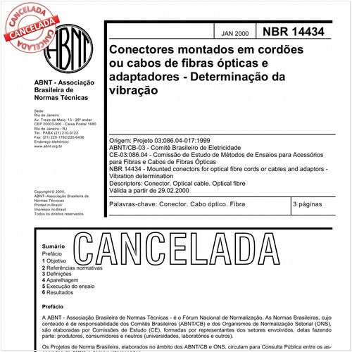Conectores montados em cordões ou cabos de fibras ópticas e adaptadores - Determinação da vibração