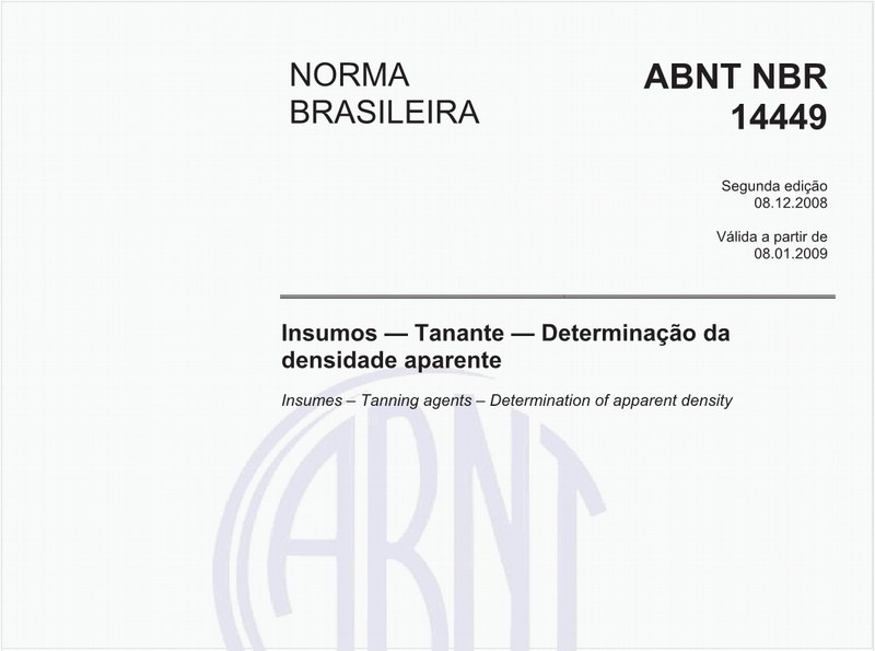 Insumos - Tanante - Determinação da densidade aparente