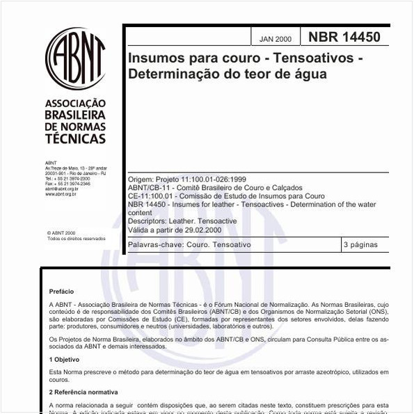 Insumos para couro - Tensoativos - Determinação do teor de água