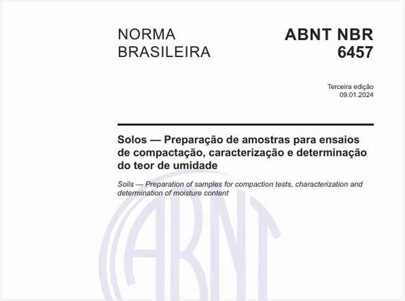 Solos — Preparação de amostras para ensaios de compactação, caracterização e determinação do teor de umidade