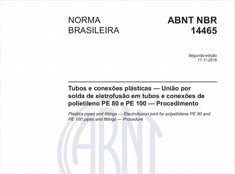Tubos e conexões plásticas - União por solda de eletrofusão em tubos e conexões de polietileno PE 80 e PE 100 - Procedimento