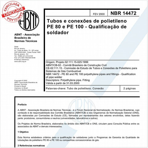 Tubos e conexões de polietileno PE 80 e PE 100 - Qualificação de soldador