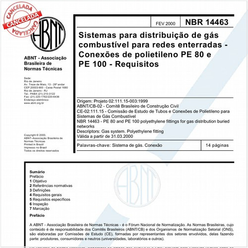 Sistemas para distribuição de gás combustível para redes enterradas - Conexões  de polietileno PE 80 e PE 100 - Requisitos