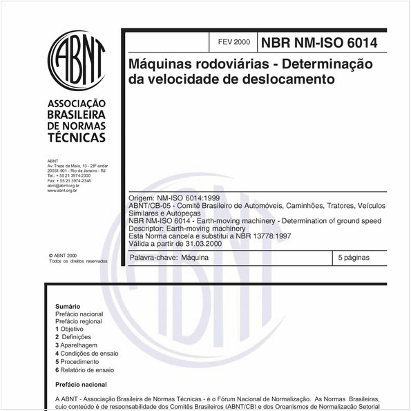 Máquinas rodoviárias - Determinação da velocidade de deslocamento