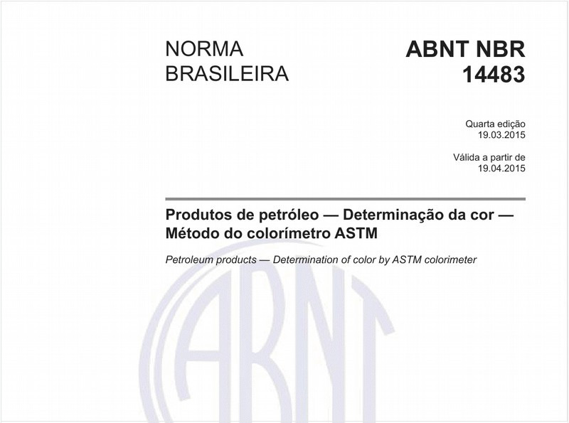 Produtos de petróleo - Determinação da cor - Método do colorímetro ASTM