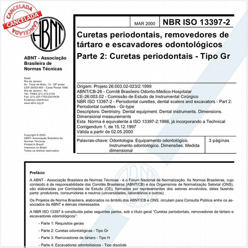 Curetas periodontais, removedores de tártaro e escavadores odontológicos - Parte 2: Curetas periodontais - Tipo Gr