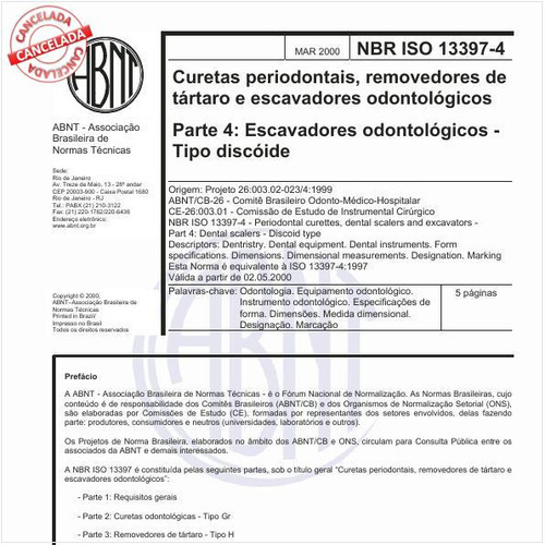 Curetas periodontais, removedores de tártaro e escavadores odontológicos - Parte 4: Escavadores odontológicos - Tipo discóide