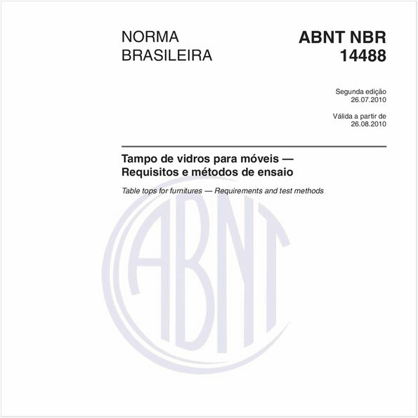 Tampos de vidro para móveis - Requisitos e métodos de ensaio