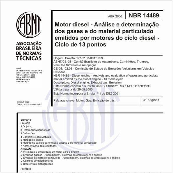 Motor diesel - Análise e determinação dos gases e do material particulado emitidos por motores do ciclo diesel - Ciclo de 13 pontos