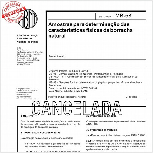 Amostras para determinação das características físicas da borracha natural