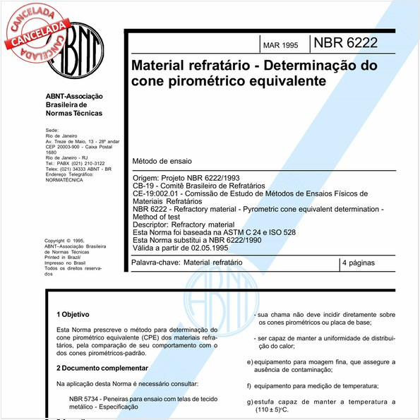 Material refratário - Determinação do cone pirométrico equivalente