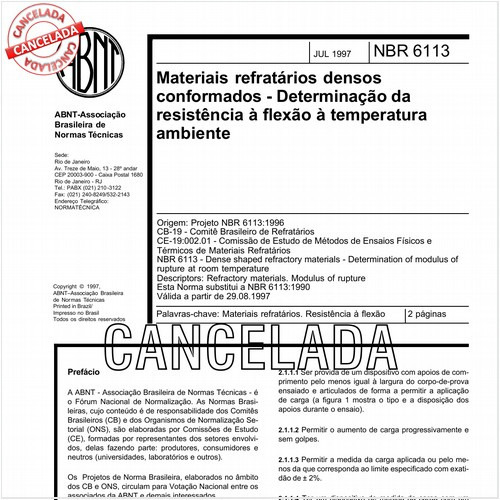 Materiais refratários densos conformados - Determinação da resistência à flexão à temperatura ambiente