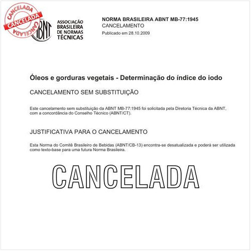 óleos e gorduras vegetais - Determinação do índice de iodo