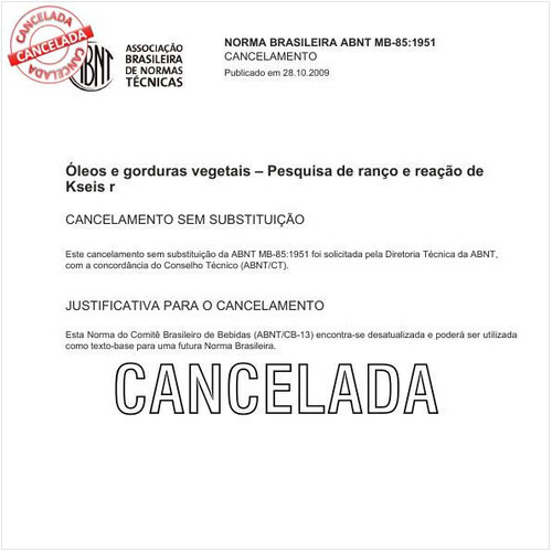 óleos e gorduras vegetais - Pesquisa de ranço e reação de Kseis