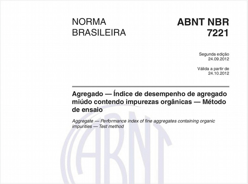 Agregado — Índice de desempenho de agregado miúdo contendo impurezas orgânicas — Método de ensaio