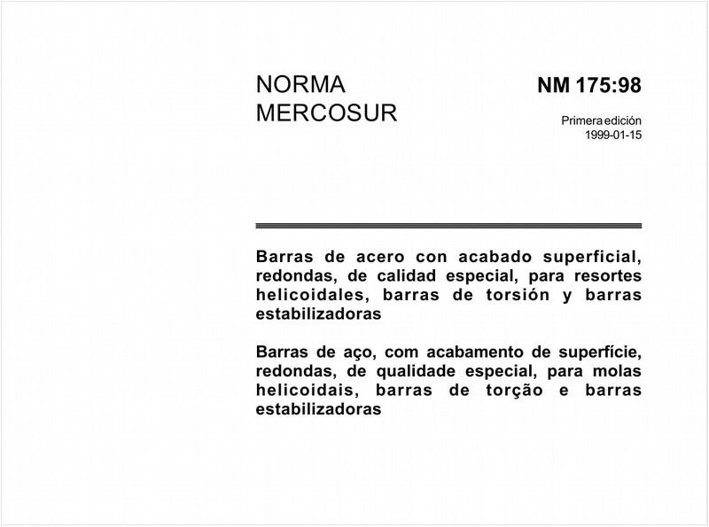 Barras de aço, com acabamento de superfície, redondas, de qualidade especial, para molas helicoidais, barras de torção e barras estabilizadoras