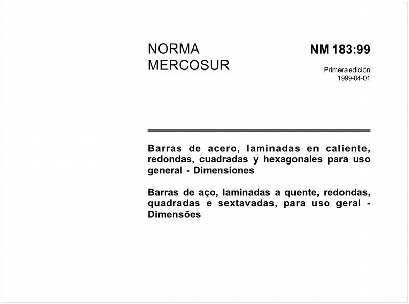 Barras de aço, laminadas a quente, redondas, quadradas e sextavadas, para uso geral - Dimensões