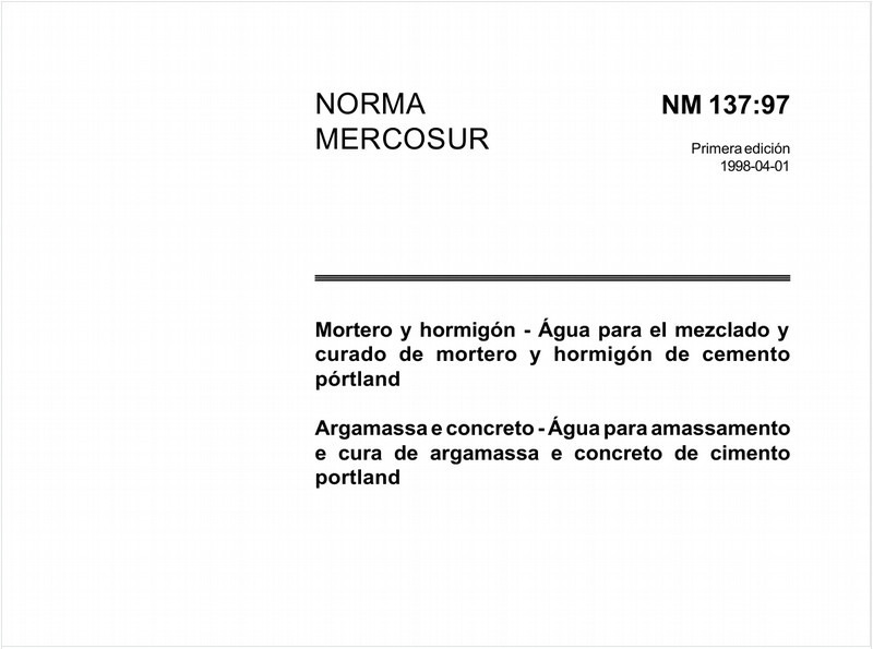 Argamassa e concreto - Água para amassamento e cura de argamassa e concreto de cimento Portland