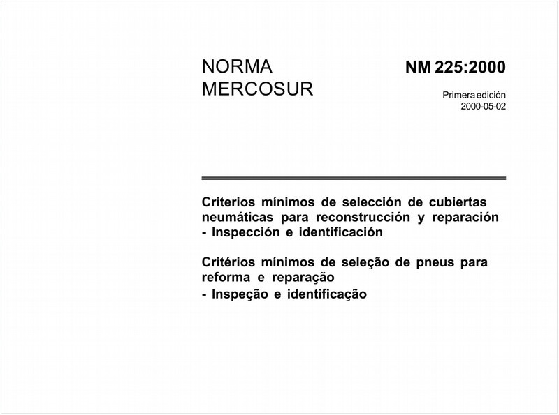 Critérios mínimos de seleção de pneus para reforma e reparação - Inspeção e identificação