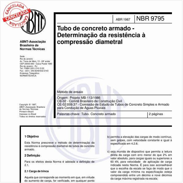 Tubo de concreto armado - Determinação da resistência à compressão diametral