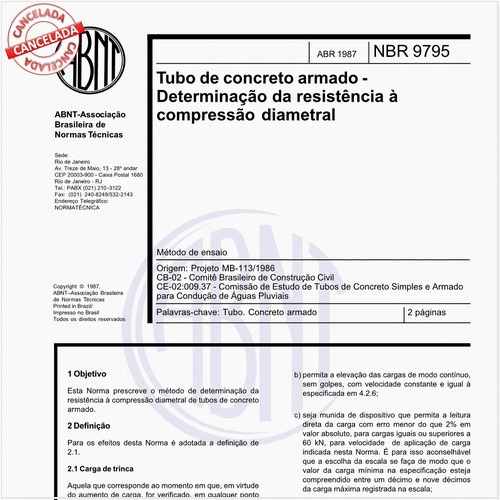 Tubo de concreto armado - Determinação da resistência à compressão diametral