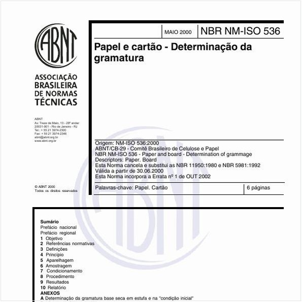 Papel e cartão - Determinação da gramatura