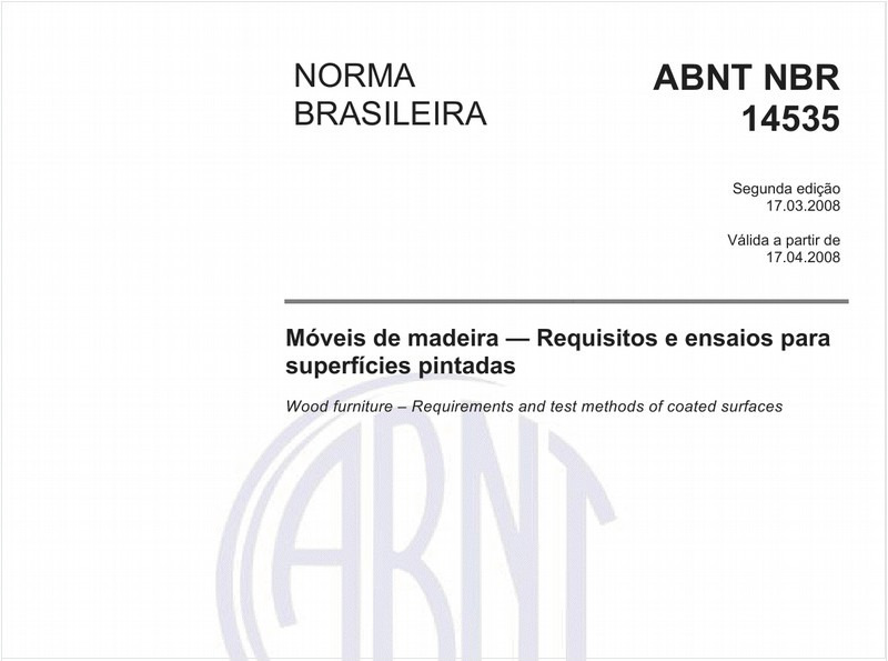 Movéis de madeira - Requisitos e ensaio para superfície pintadas
