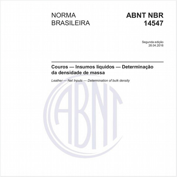 Couros — Insumos líquidos — Determinação da densidade de massa