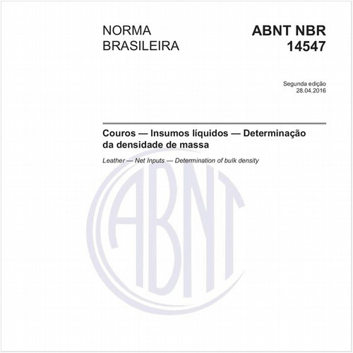 Couros — Insumos líquidos — Determinação da densidade de massa