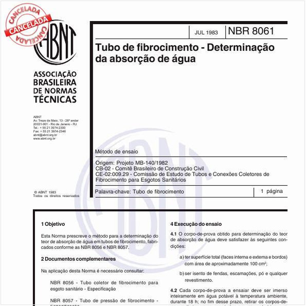 Tubo de fibrocimento - Determinação da absorção de água