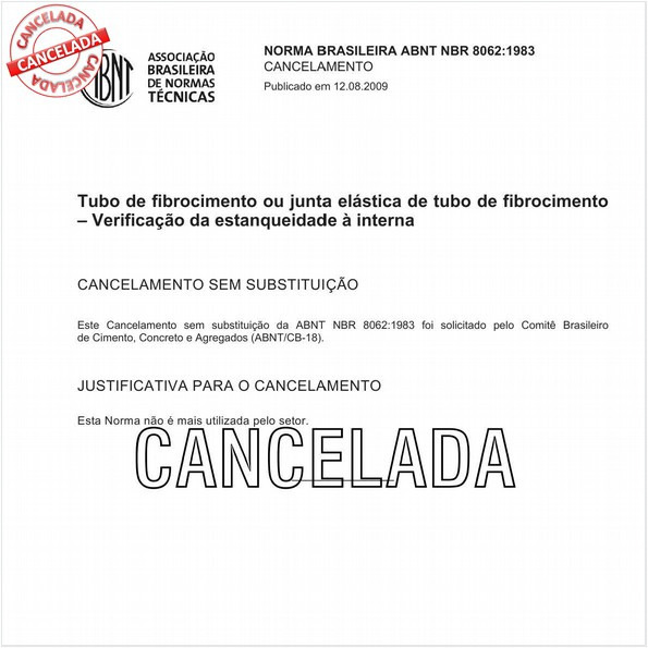 Tubo de fibrocimento ou junta elástica de tubo de fibrocimento - Verificação da estanqueidade à pressão interna