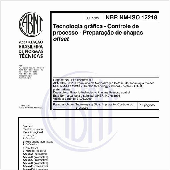 Tecnologia gráfica - Controle de processo - Preparação de chapas offset