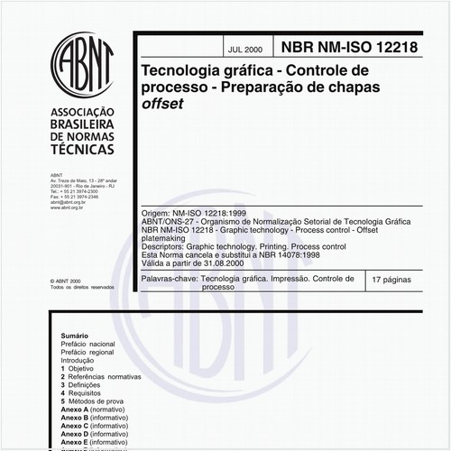 Tecnologia gráfica - Controle de processo - Preparação de chapas offset