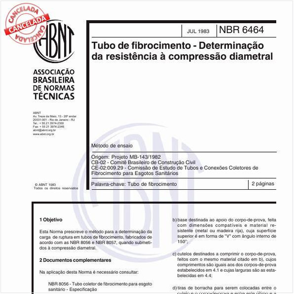 Tubo de fibrocimento - Determinação da resistência à compressão diametral